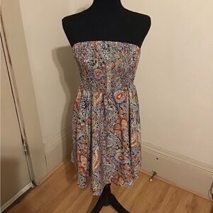 Pink and Blue Strapless Sundress for Cocktail Occasions